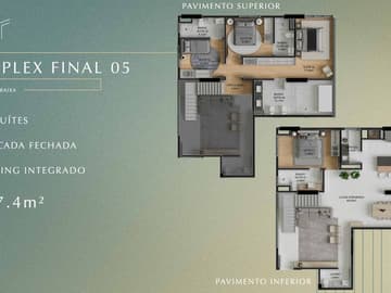 Planta Dplex tipo 5 - 4 suítes — Lançamento Alto Padrão, Próximo da Praia, Toronto Pallace, Perequê, Porto Belo