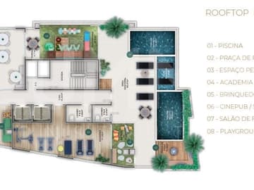 Planta Rooftop Torre B — Lançamento, Vitta Towers, Itapema SC