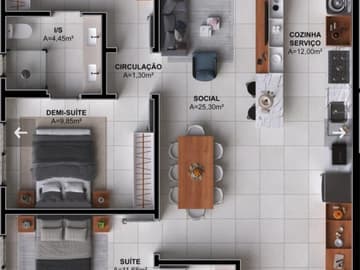 Planta 3 Quartos — Pré Lançamento, New York Residence, Pedra Branca, Palhoça