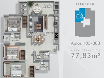 Planta final 3 — Lançamento, la Vita È Bella, Centro, Biguaçu