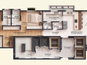 Planta tipo 1 — Lançamento Alto Padrão, Árbor Concept Home, Centro – Criciúma