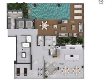 Planta Área de Lazer — Lançamento, Horizon Residence, Vista Mar em Balneário Rincão/SC