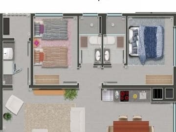 Planta final 4 - 2 dorms (1suíte) — Lançamento, Uber Wellen, Barra Velha SC