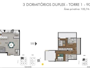 Planta Duplex 908 T1 - 3 suítes — Apartamentos Duplex, Edifício Now – Estreito