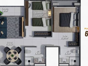 Planta tipo 4 — Lançamento, Condomínio Club, Prime Park Residence, Blumenau