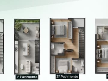 Planta Casa 3 — Lançamento, Triplex em Condomínio Fechado, Santo Antônio de Lisboa