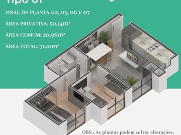 Planta Tipo 1 — Lançamento Green Coast, Indaial/SC