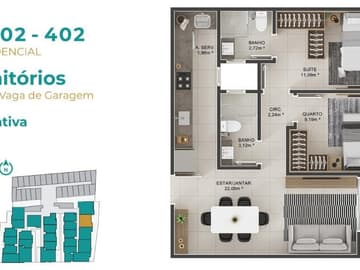 Planta 2 dormitórios — Lançamento SPE, Luma Home, Ingleses