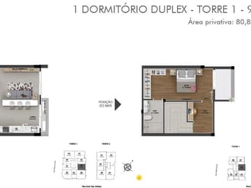 Planta 1 — Apartamentos Duplex, Edifício Now – Estreito
