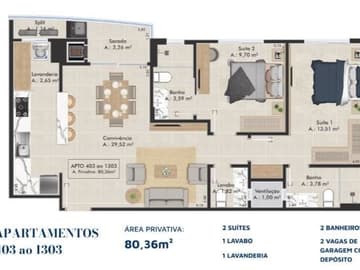 Planta 403 a 1303 — Lançamento L`essence Home Club, Centro de Criciúma