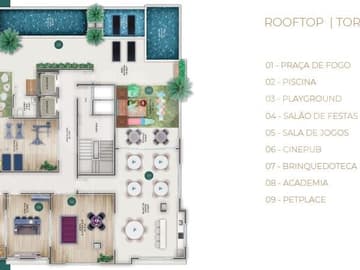 Planta Rooftop Torre A — Lançamento, Vitta Towers, Itapema SC