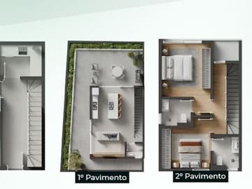 Planta Casa 4 — Lançamento, Triplex em Condomínio Fechado, Santo Antônio de Lisboa