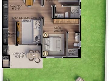 Planta Garden 2 suítes — Lançamento, Viel Spab, Ingleses