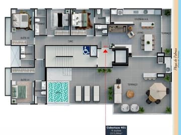 Planta Cobertura 401 — Frente Mar, Volo Ocean, Governador Celso Ramos