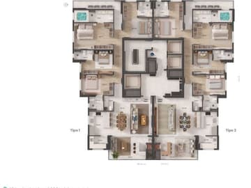 Planta Tipo 1 e 2 — Lançamento Exclusivo, Le Jardim, em Itapema