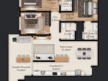 Planta 201 a 701 — Lançamento, Imperium Residence, Próximo do Mar em Gov. Celso Ramos