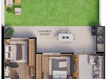 Planta Garden 2 dormitórios — Lançamento, Viel Spab, Ingleses