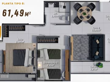Planta tipo 8 — Lançamento, Condomínio Club, Prime Park Residence, Blumenau