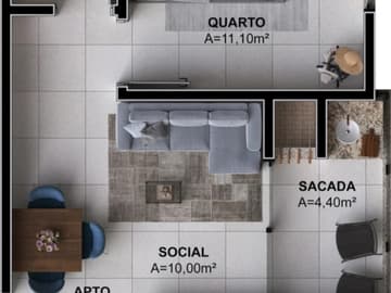 Planta 1 Quarto — Pré Lançamento, New York Residence, Pedra Branca, Palhoça