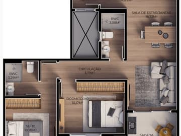 Planta 2 dormitórios — Lançamento, Viel Spab, Ingleses