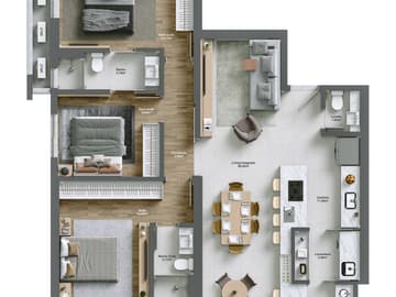 Planta Final 1 e 3 — Laçamento Alto Padrão. Treviri, Centro Joinville