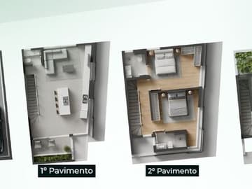 Planta Casa 8 — Lançamento, Triplex em Condomínio Fechado, Santo Antônio de Lisboa