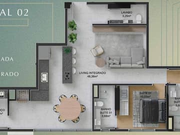 Planta Final 2 - 2 suítes — Lançamento Alto Padrão, Próximo da Praia, Toronto Pallace, Perequê, Porto Belo