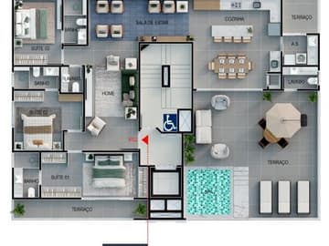 Planta Cobertura 402 — Frente Mar, Volo Ocean, Governador Celso Ramos