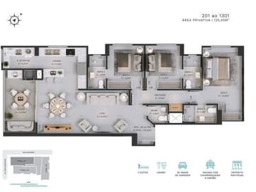 Planta Final 01 — Lançamento, Horizon Residence, Vista Mar em Balneário Rincão/SC
