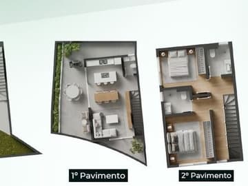 Planta Casa 5 — Lançamento, Triplex em Condomínio Fechado, Santo Antônio de Lisboa
