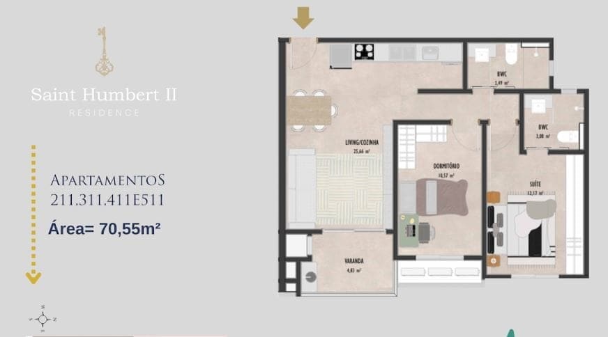 Planta 1 — Edifício Saint Humbert Residence II, Ingleses – Florianópolis /SC