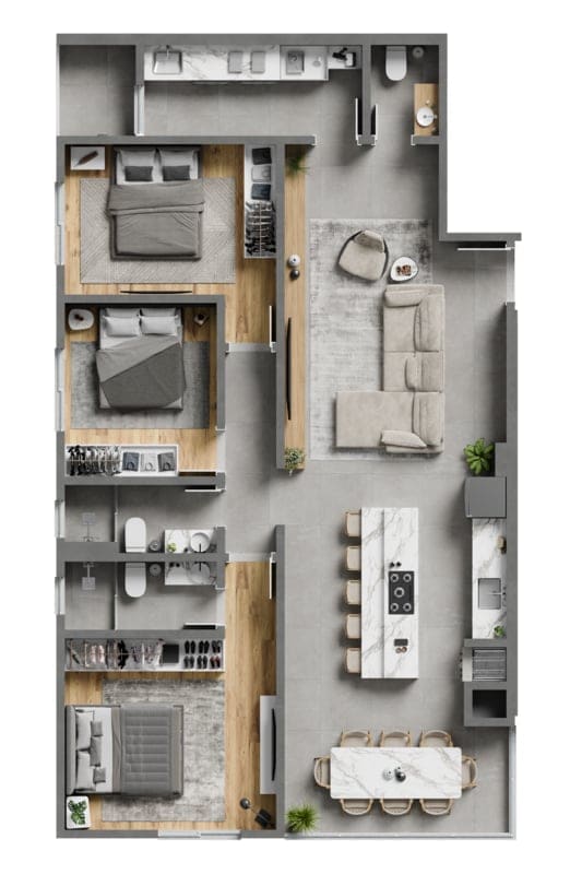 Planta Tipo 4 — Edifício Gioppo, a 70 Metros do Mar em Barra Velha/SC