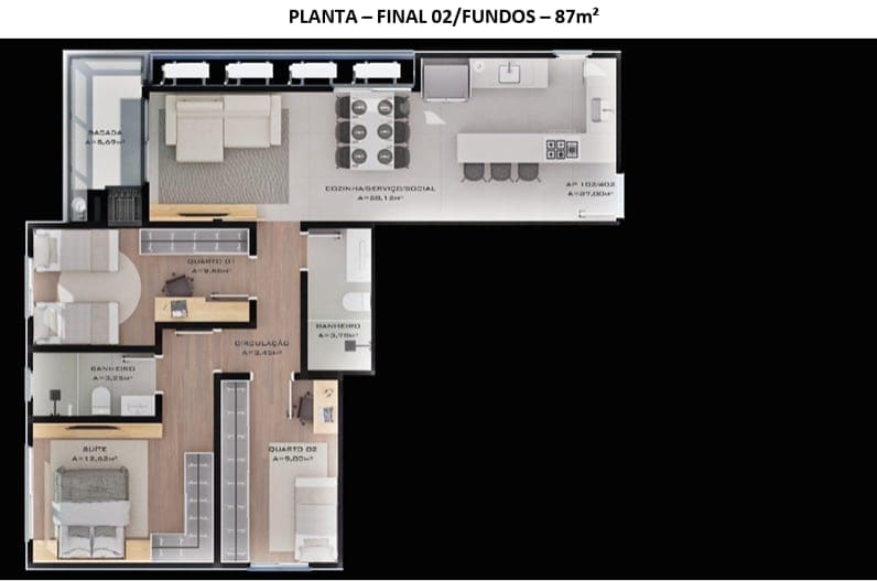 Planta 1 — Lançamento Residencial Yasmin, Palhoça / SC