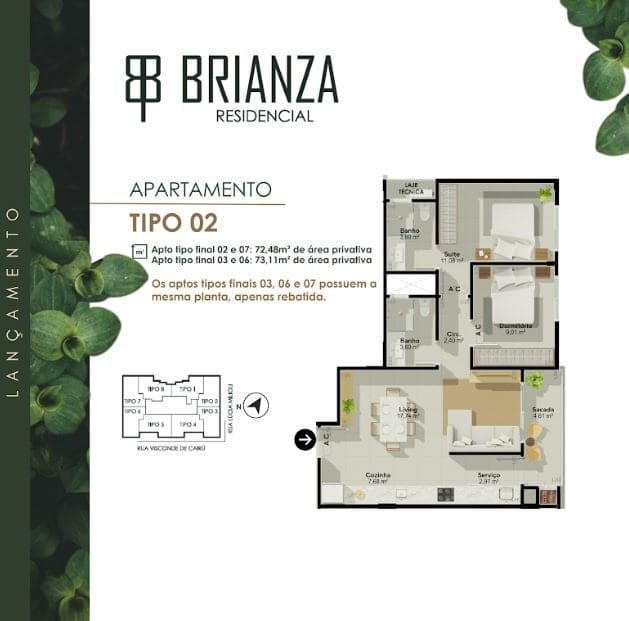 Planta 1 — Lançamento Residencial Brianza, Criciúma / SC