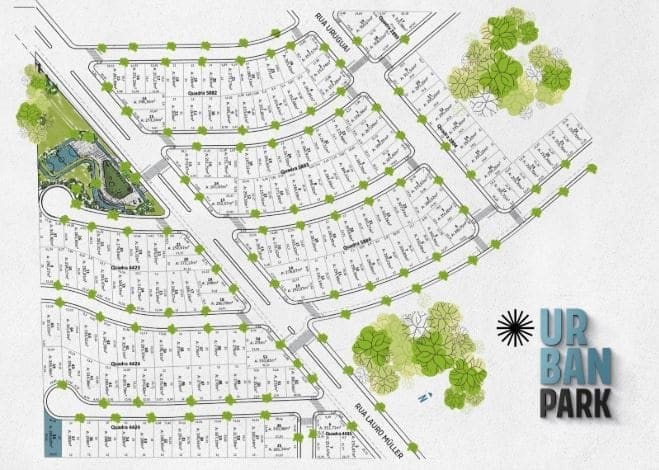 Planta Implantação — Lançamento, Loteamento Urban Park I, Chapecó/SC