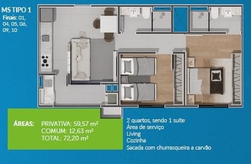 Planta Finais 1, 4, 5, 6, 9 e 10 — Lançamento Vivendas do Atlântico, em Balneário Piçarras/SC