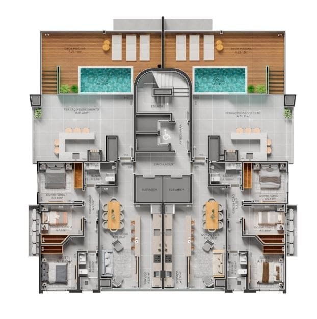 Plantas compactas coberturas — Lançamento, Residencial Dortmund, Criciúma / SC