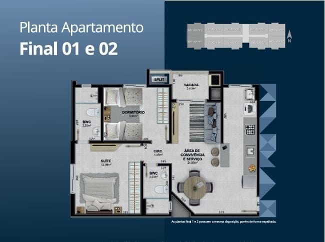 Planta Plnata final 1 e 2 — Lançamento, Residencial Novo Horizonte- Içara/SC.