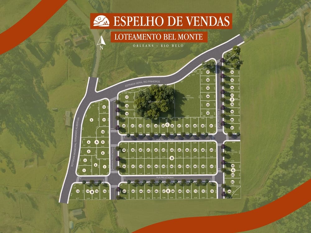 Planta 1 — Lançamento, Loteamento Bel Monte – Orleans/SC